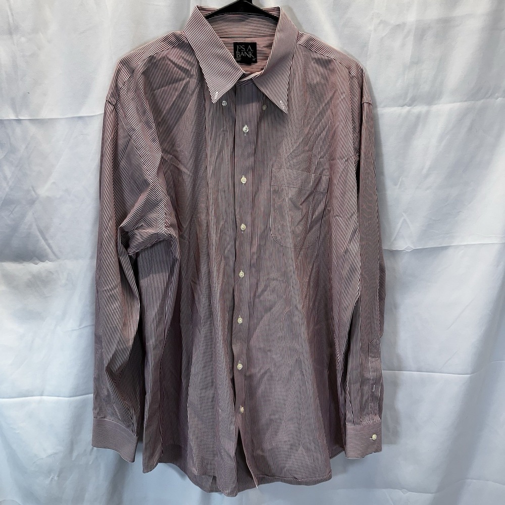 Jos A Bank Shirt Men 17 1/2 - 36 Executive Collection Button Red Stripe
